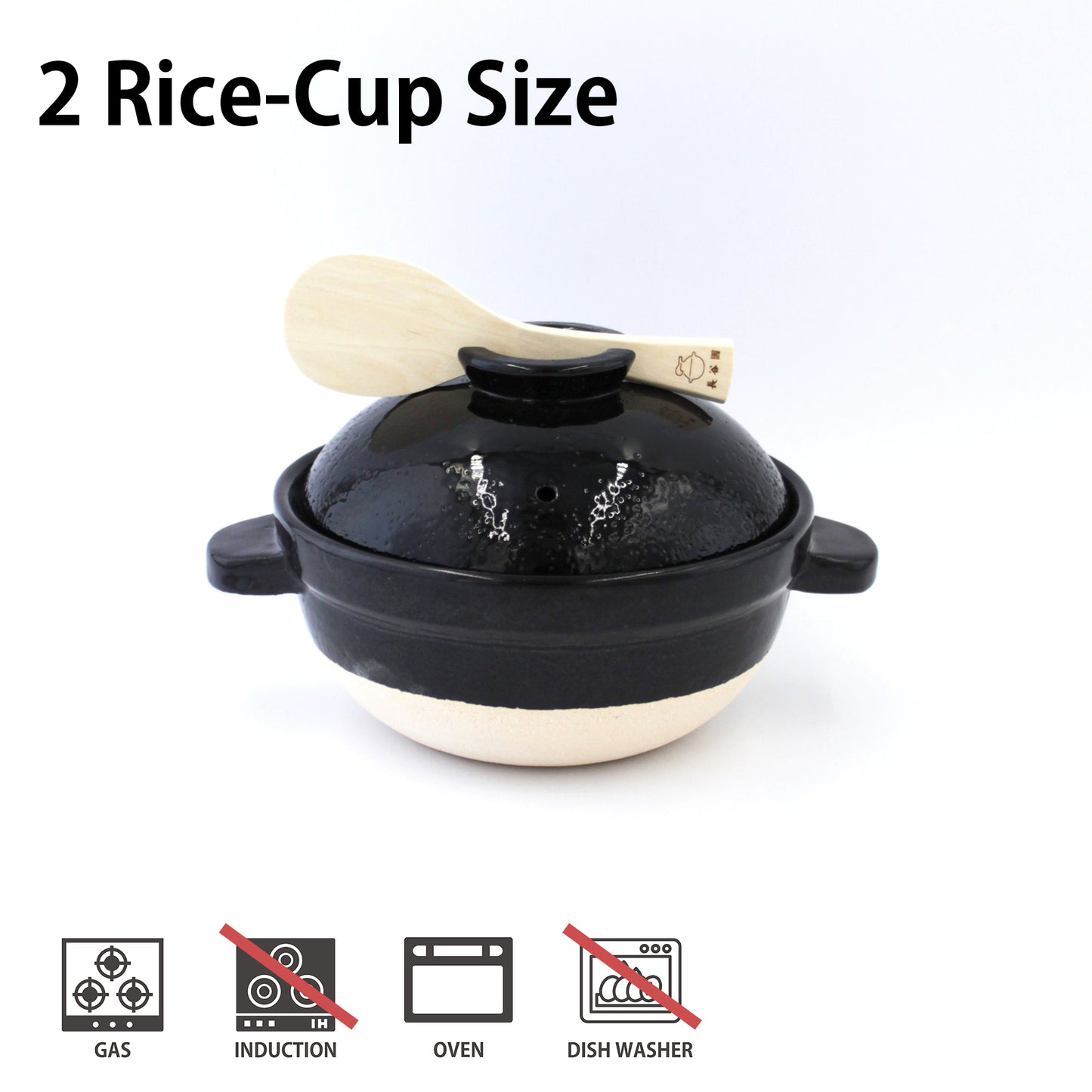Double-Lid Donabe Rice Cooker 【Kamado-san】2 Rice-Cup Size