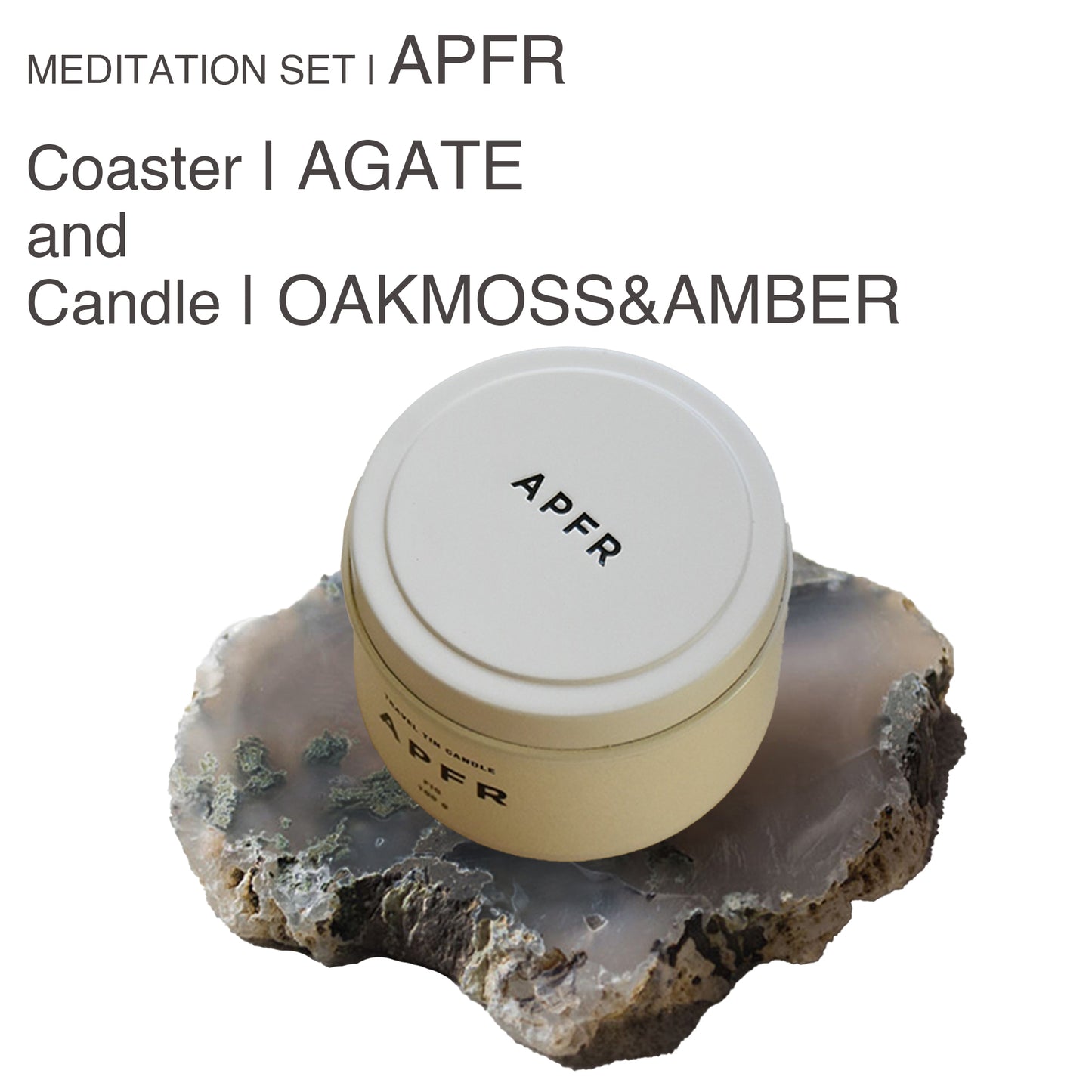 MEDITATION SET | APFR Travel Tin candle -OAKMOSS&AMBER-& Coaster