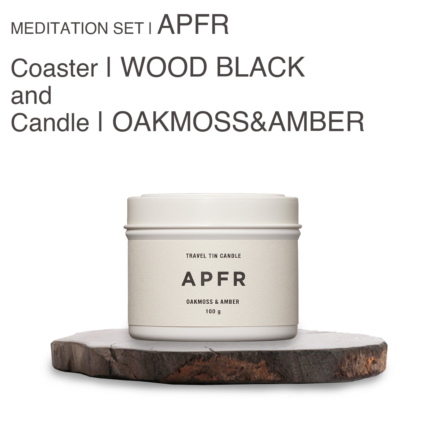 MEDITATION SET | APFR Travel Tin candle -OAKMOSS&AMBER-& Coaster