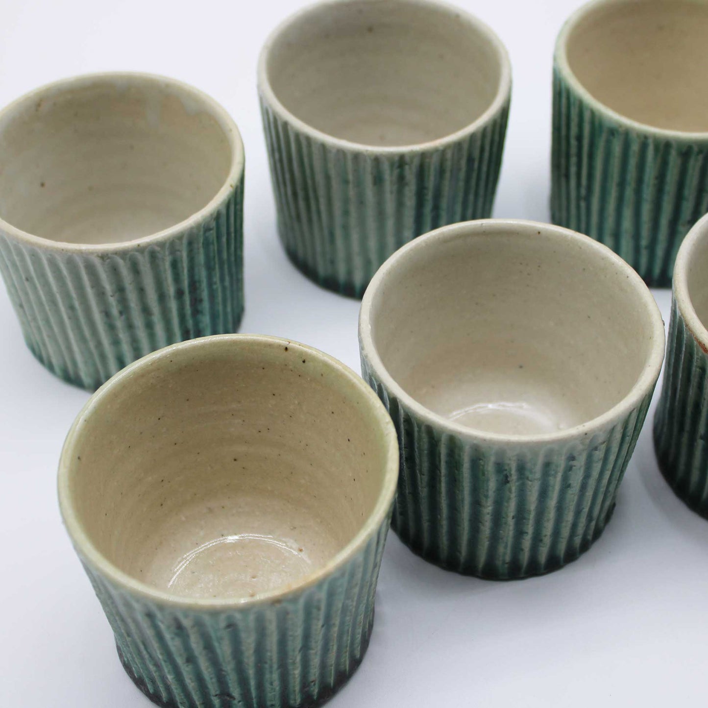 Oribe Glaze Faceted Cup 57A_Michikazu Sakai