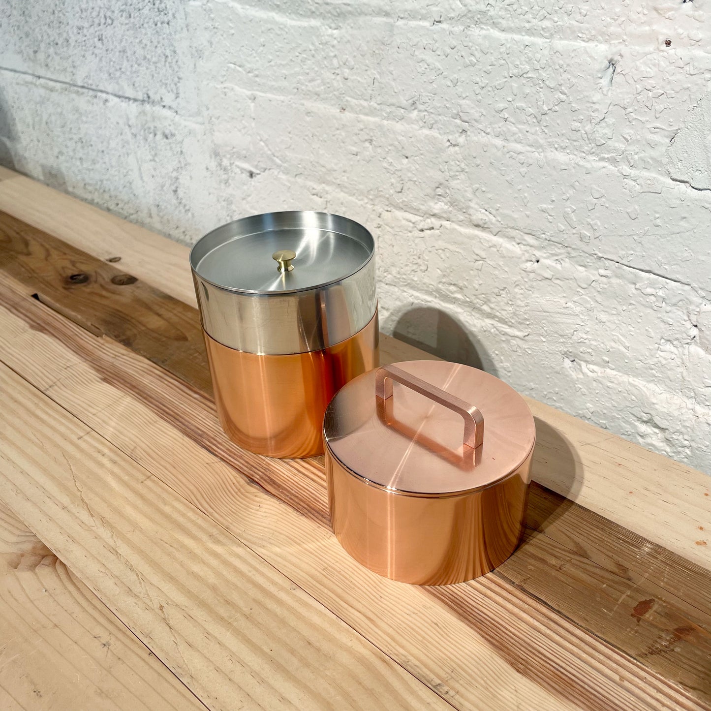 Copper Coffee Caddy 200gw/handle with coffee spoon