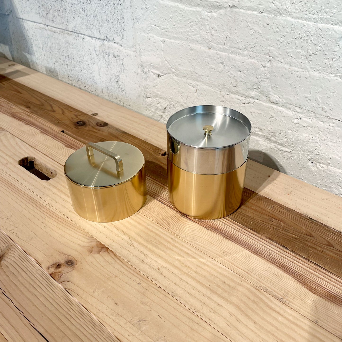 Brass Coffee Caddy 200g
w/handle with coffee spoon