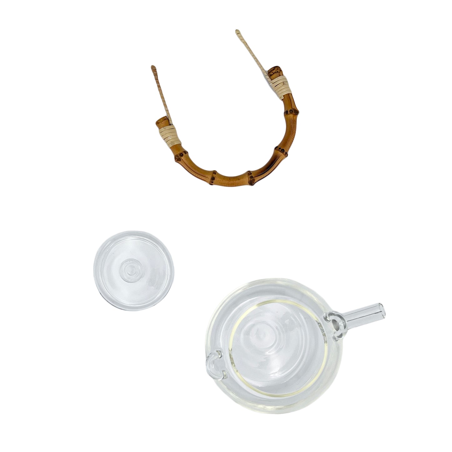 Glass teapot with bamboo handle