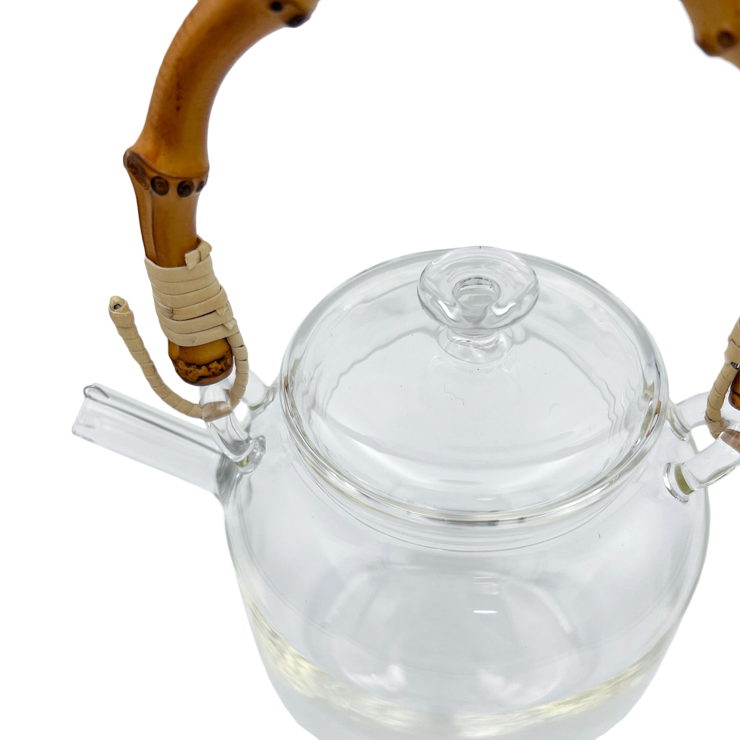 Glass teapot with bamboo handle