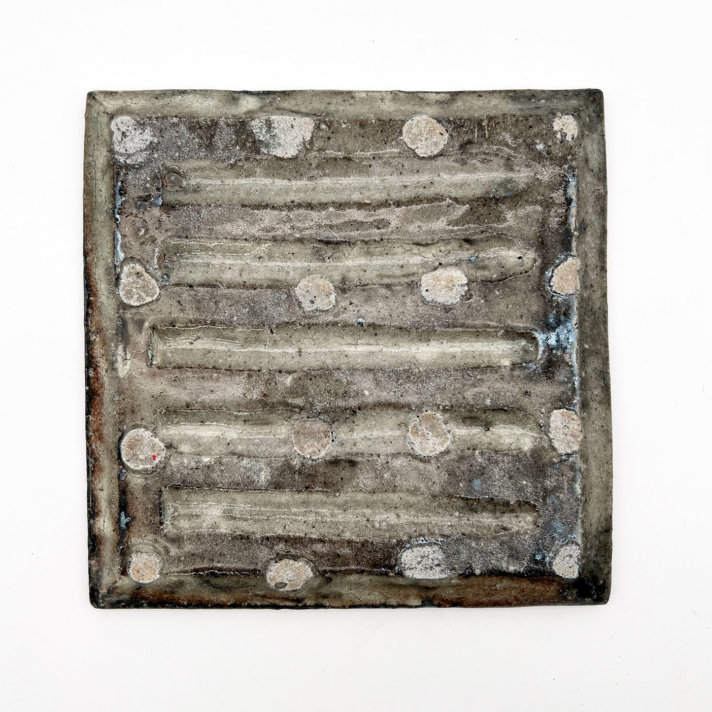 PLATE White Glaze Tile Plate Square Medium A32