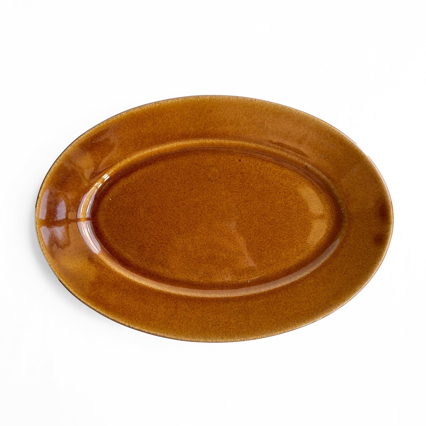 Gunji3 Brown glazed oval dish L