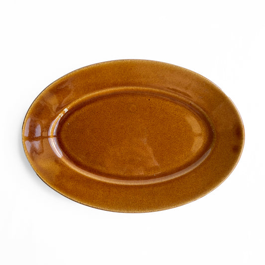Gunji3 Brown glazed oval dish L