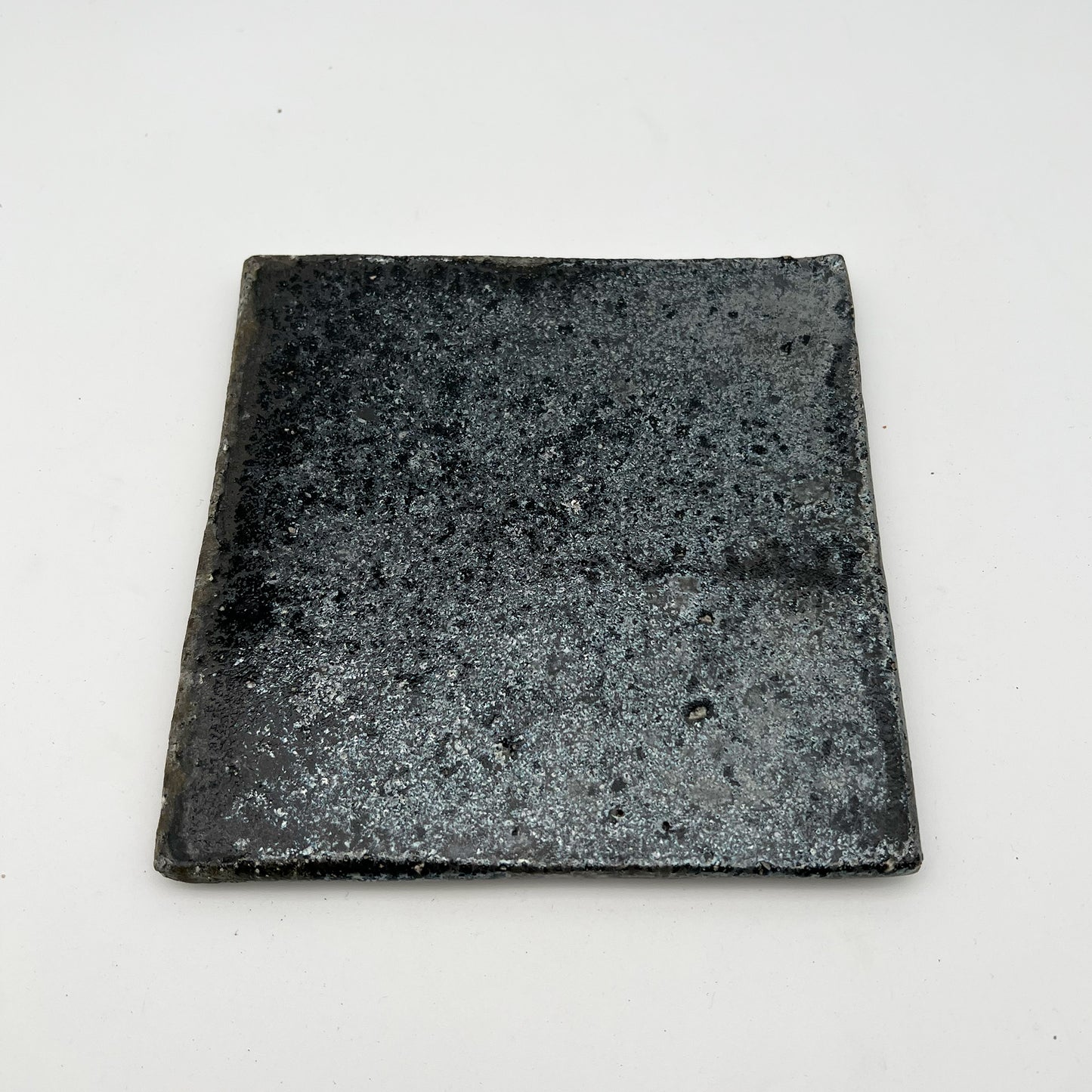PLATE Black Glaze Tile Plate Square Small B27