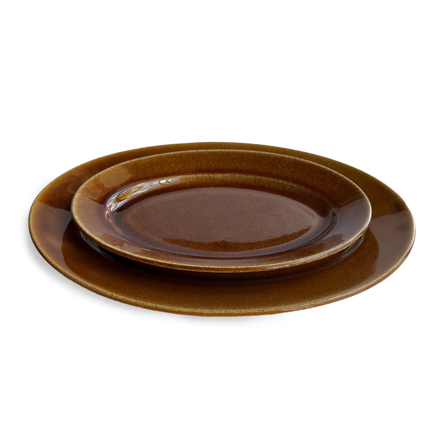 Gunji3 Brown glazed oval dish L