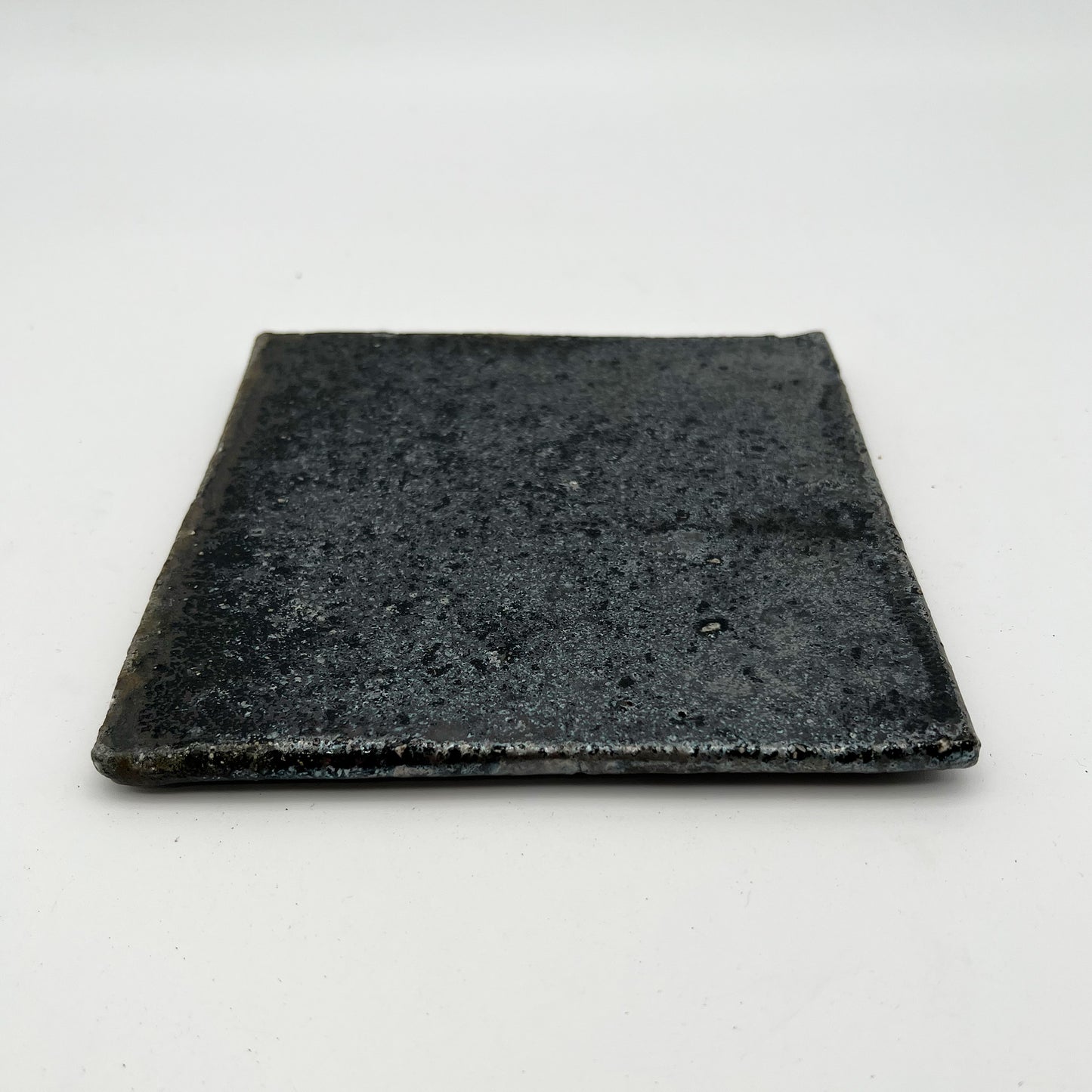 PLATE Black Glaze Tile Plate Square Small B27