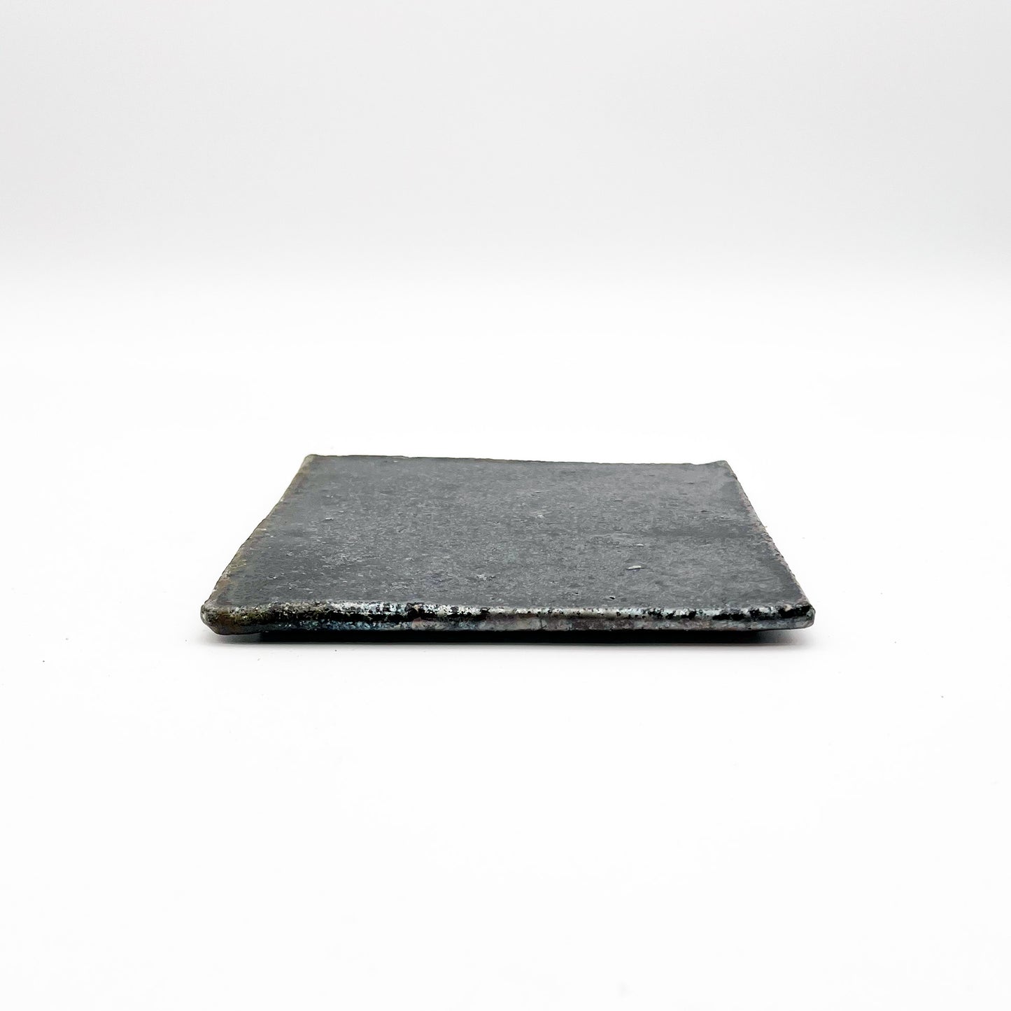 PLATE Black Glaze Tile Plate Square Small B27