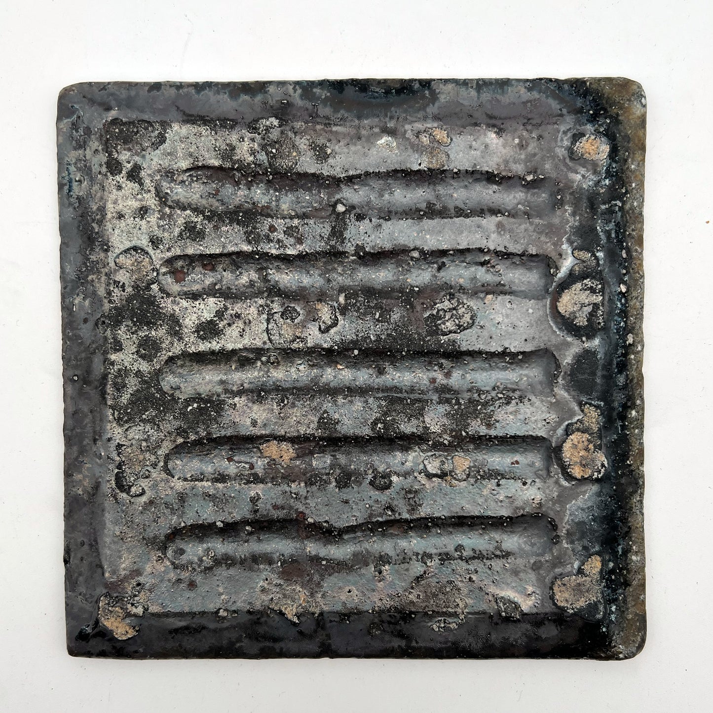 PLATE Black Glaze Tile Plate Square Small B27