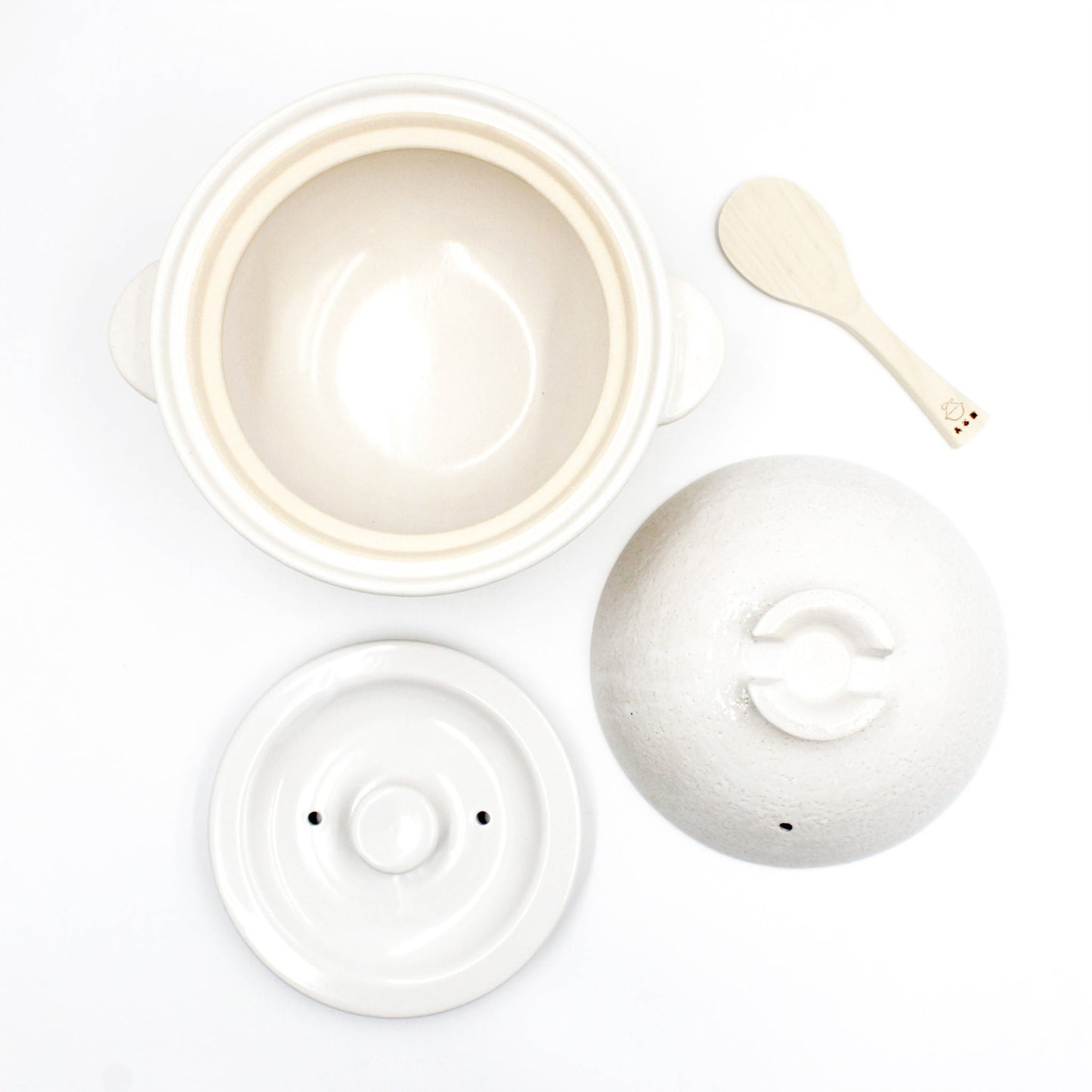 Double-Lid Donabe Rice Cooker 【Kamado-san】3 Rice-Cup Size WHITE