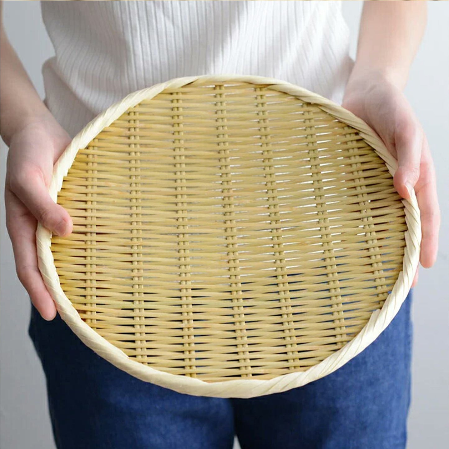 Round Bamboo Colander L