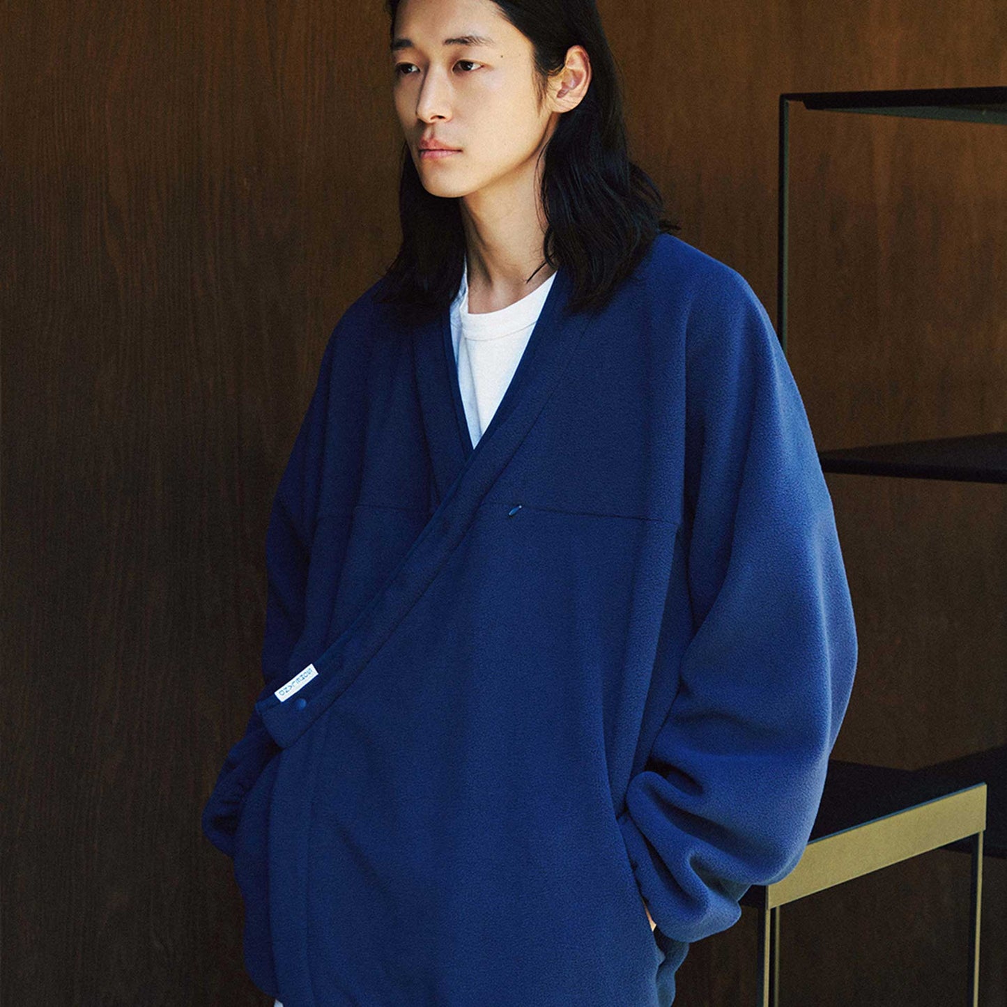 y-COLLAR FLEECE JACKET NAVY M