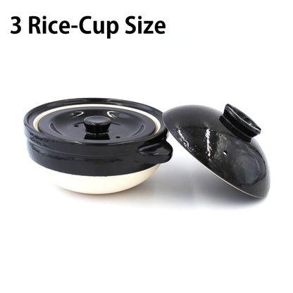 Double-Lid Donabe Rice Cooker 【Kamado-san】3 Rice-Cup Size