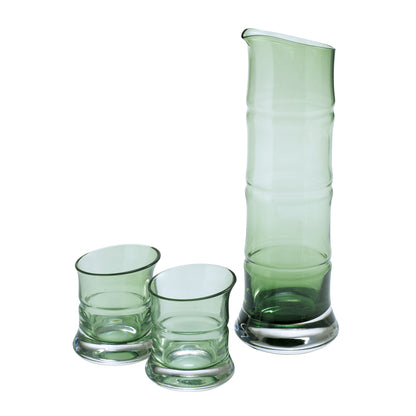 Blue bamboo sake set hirotaglass