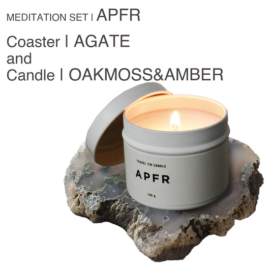 MEDITATION SET | APFR Travel Tin candle -OAKMOSS&AMBER-& Coaster