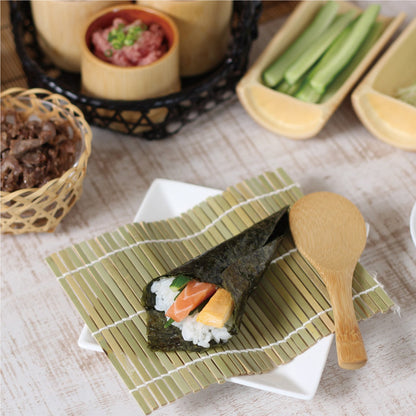 Close-up of premium flat-cut natural bamboo nodes on Umezawa sushi mat