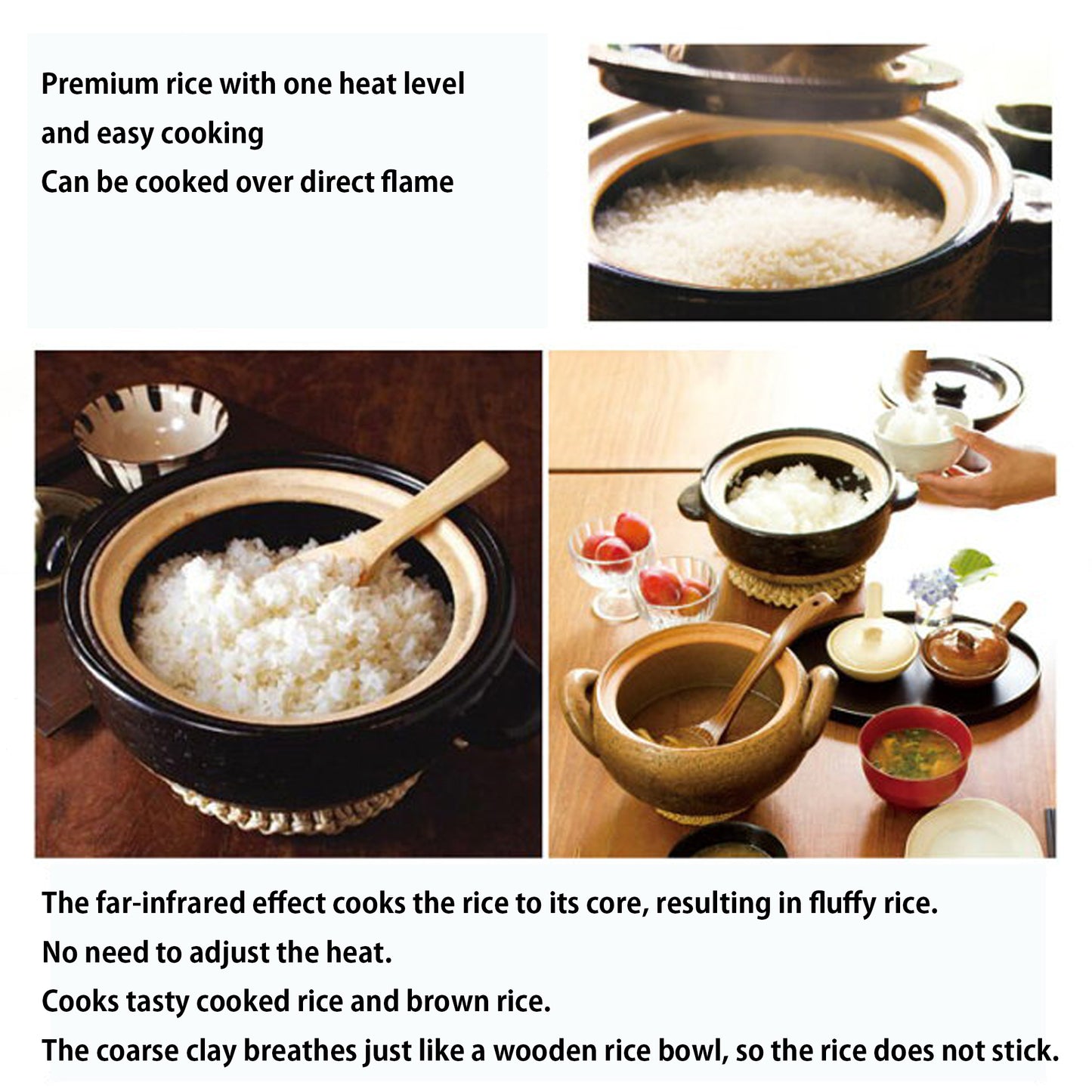 Double-Lid Donabe Rice Cooker 【Kamado-san】3 Rice-Cup Size