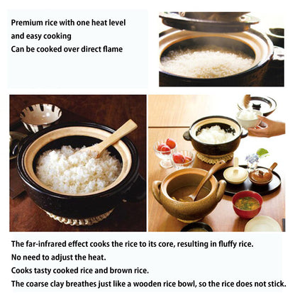 Double-Lid Donabe Rice Cooker 【Kamado-san】3 Rice-Cup Size