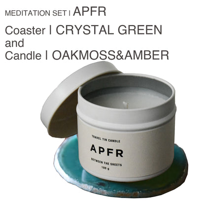 MEDITATION SET | APFR Travel Tin candle -OAKMOSS&AMBER-& Coaster