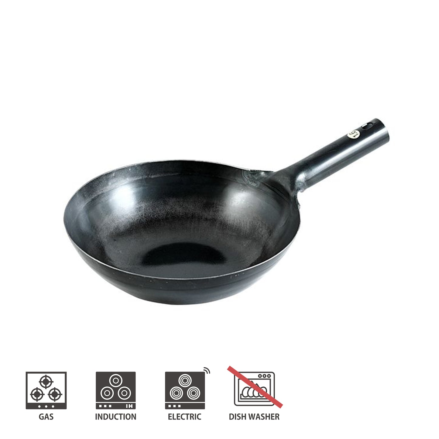 Hammered Flat Bottomed Single Handle Wok 1.6mm / 27cm