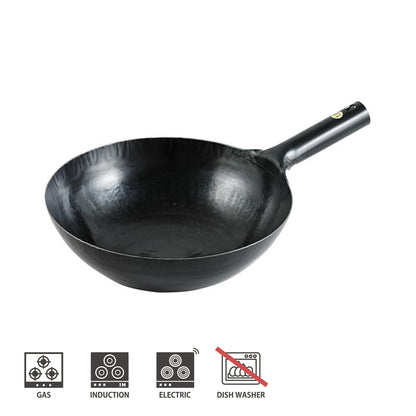 Hammered Flat Bottomed Single Handle Wok 1.6mm / 30cm