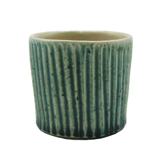 Oribe Glaze Faceted Cup 57A_Michikazu Sakai
