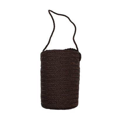 CYLINDER BASKET W handle DARK BROWN