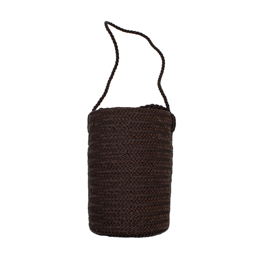 CYLINDER BASKET W handle DARK BROWN
