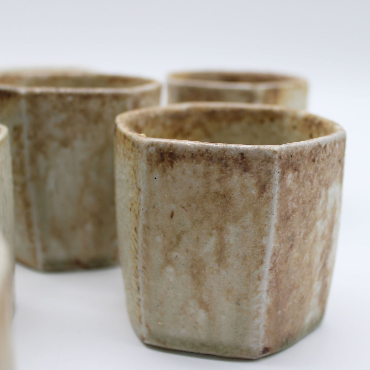 Mimosa Ash Glaze Hexagonal Yunomi 57A_Michikazu Sakai