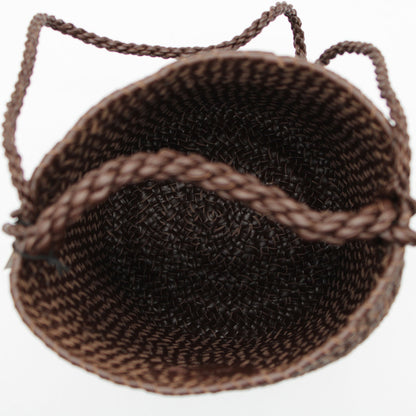 CYLINDER BASKET W handle DARK BROWN