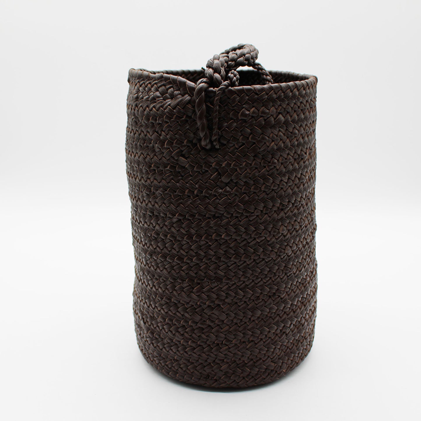 CYLINDER BASKET W handle DARK BROWN