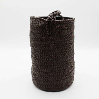 CYLINDER BASKET W handle DARK BROWN
