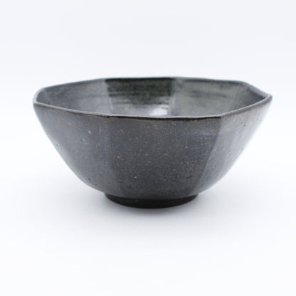 Black glaze octagon Bowl 606_Mutsuhiko Shimura