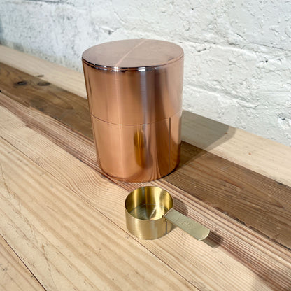Copper Tea Caddy 200g with coffee spoon