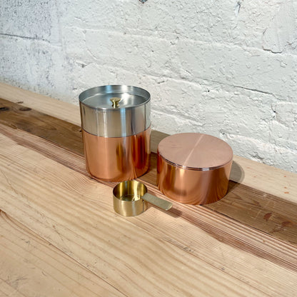 Copper Tea Caddy 200g with coffee spoon