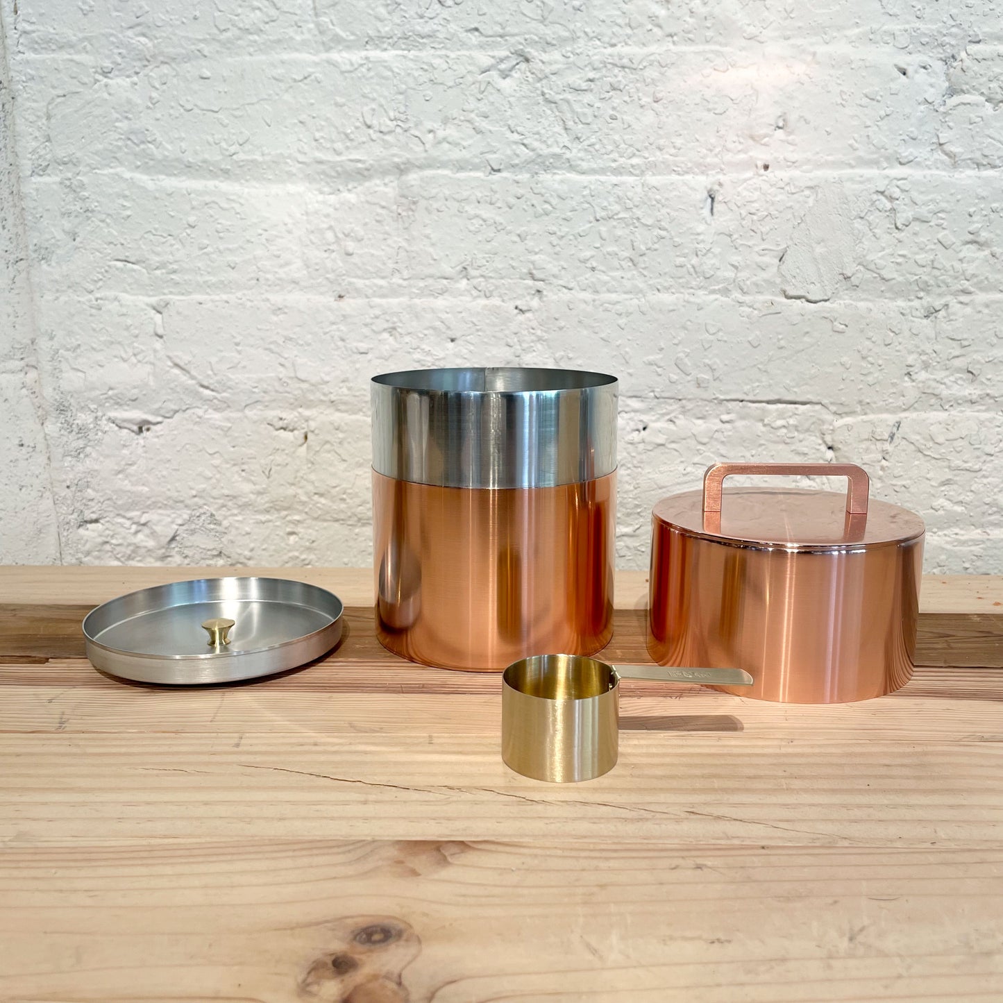 Copper Coffee Caddy 200gw/handle with coffee spoon