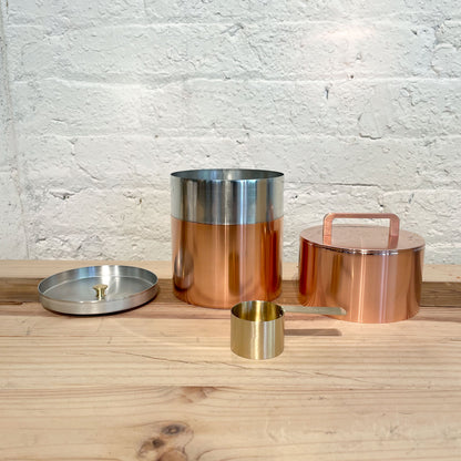 Copper Coffee Caddy 200gw/handle with coffee spoon
