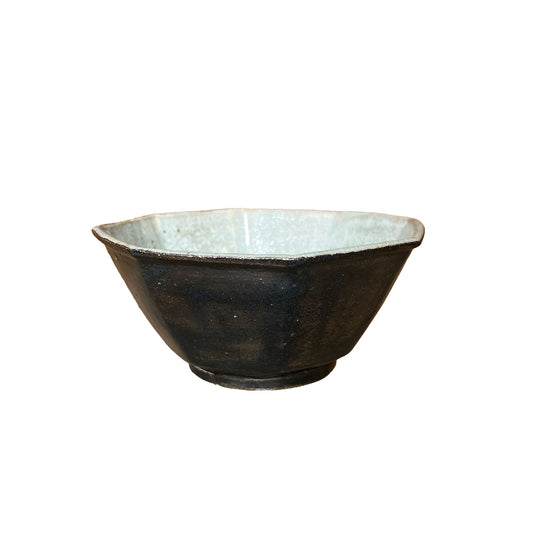 Octagonal Bowl Mishima Black Glaze 511A_Mutsuhiko Shimura