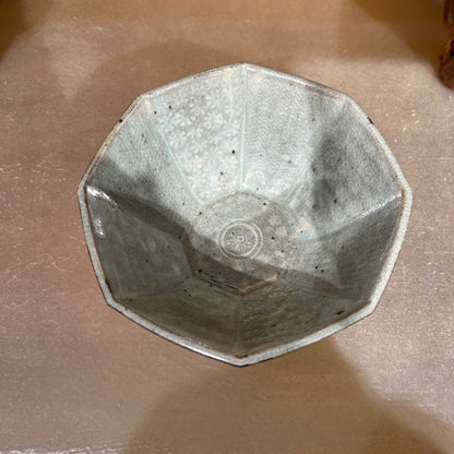 Octagonal Bowl Mishima Black Glaze 511A_Mutsuhiko Shimura