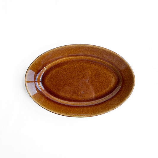 Gunji4 Brown glazed oval dish S
