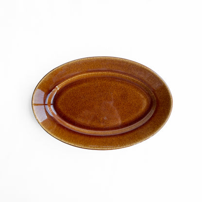 Gunji4 Brown glazed oval dish S