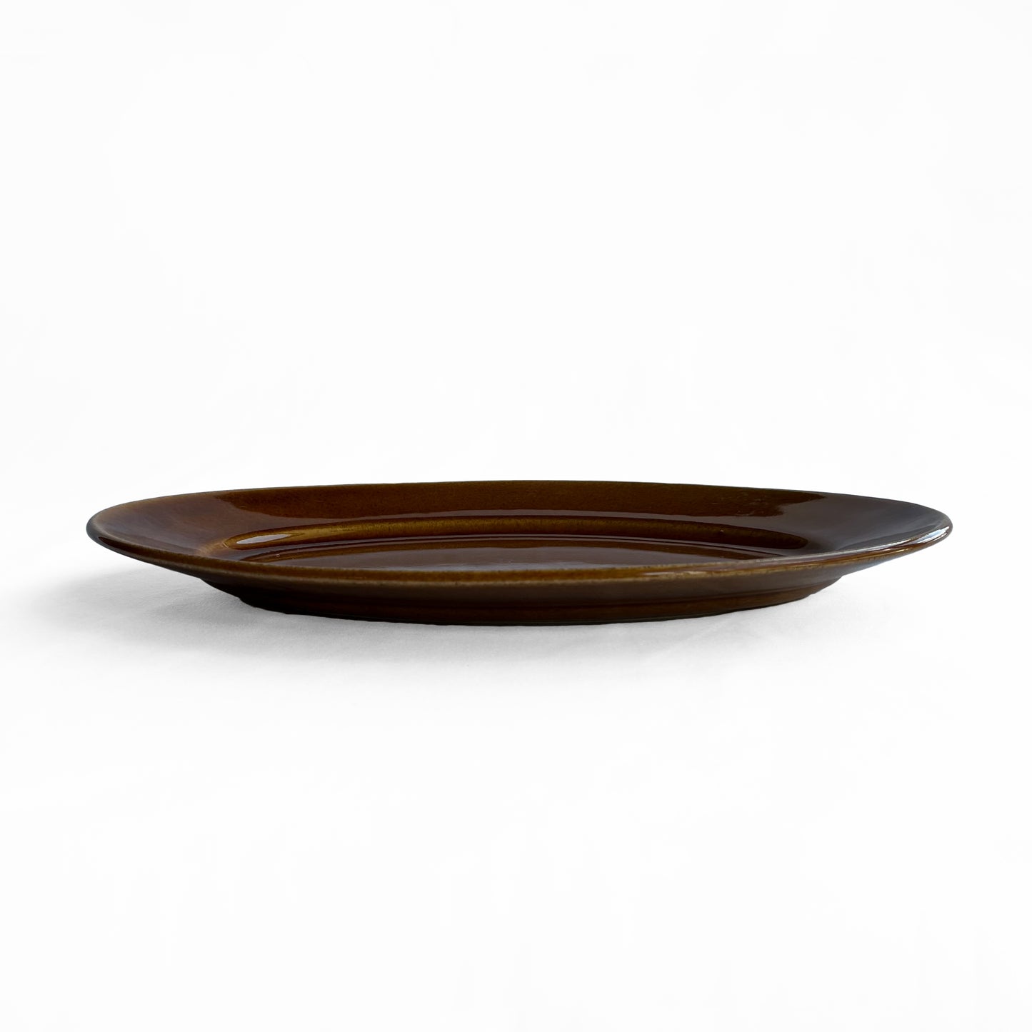 Gunji3 Brown glazed oval dish L