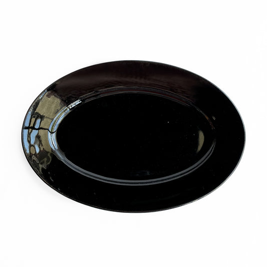 Gunji2 Black glazed oval dish L