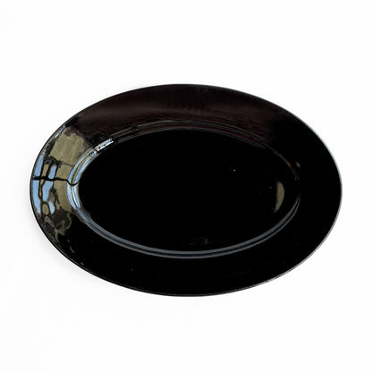 Gunji2 Black glazed oval dish L
