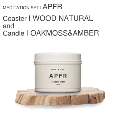 MEDITATION SET | APFR Travel Tin candle -OAKMOSS&AMBER-& Coaster