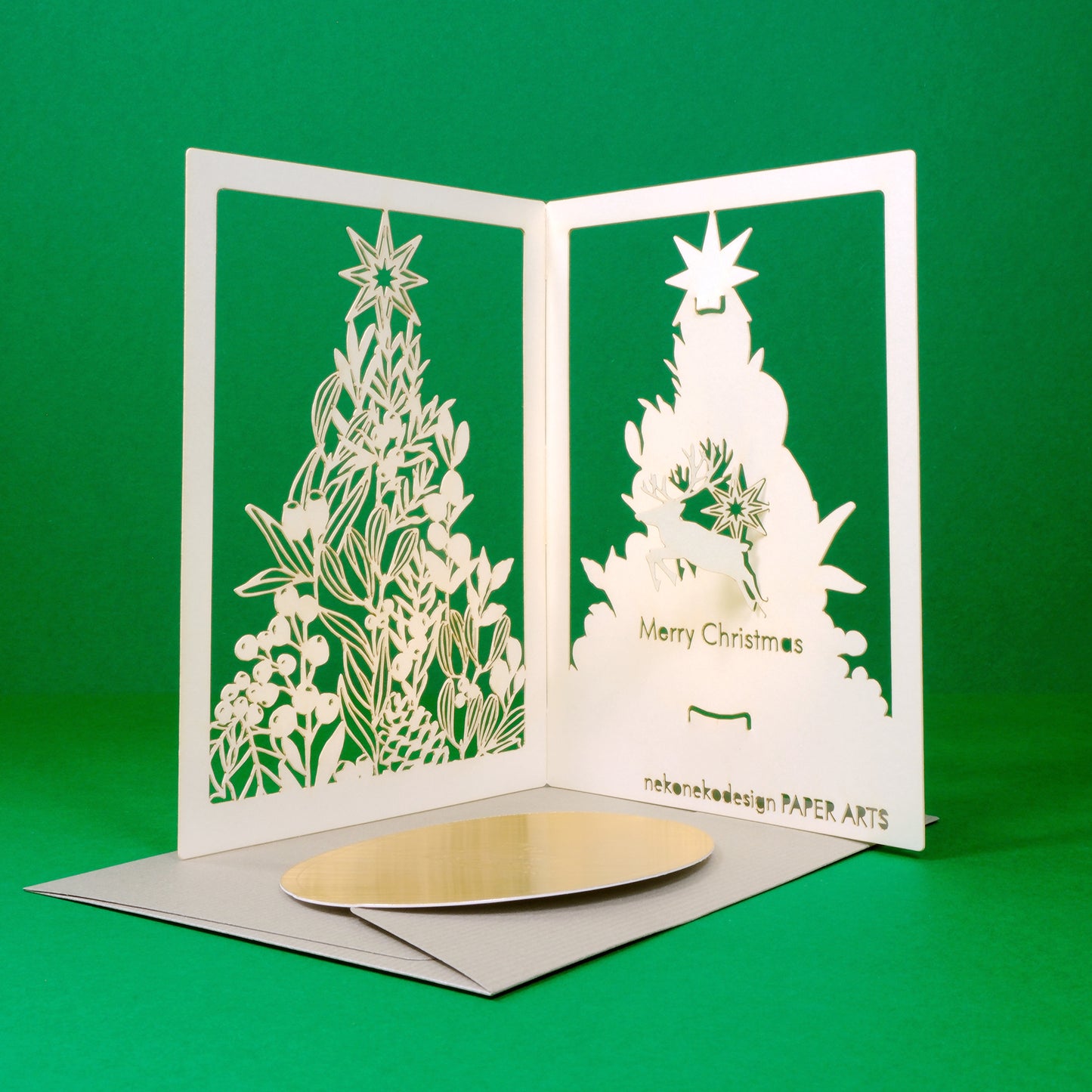 Christmas Card (Tree) Pearl Cream