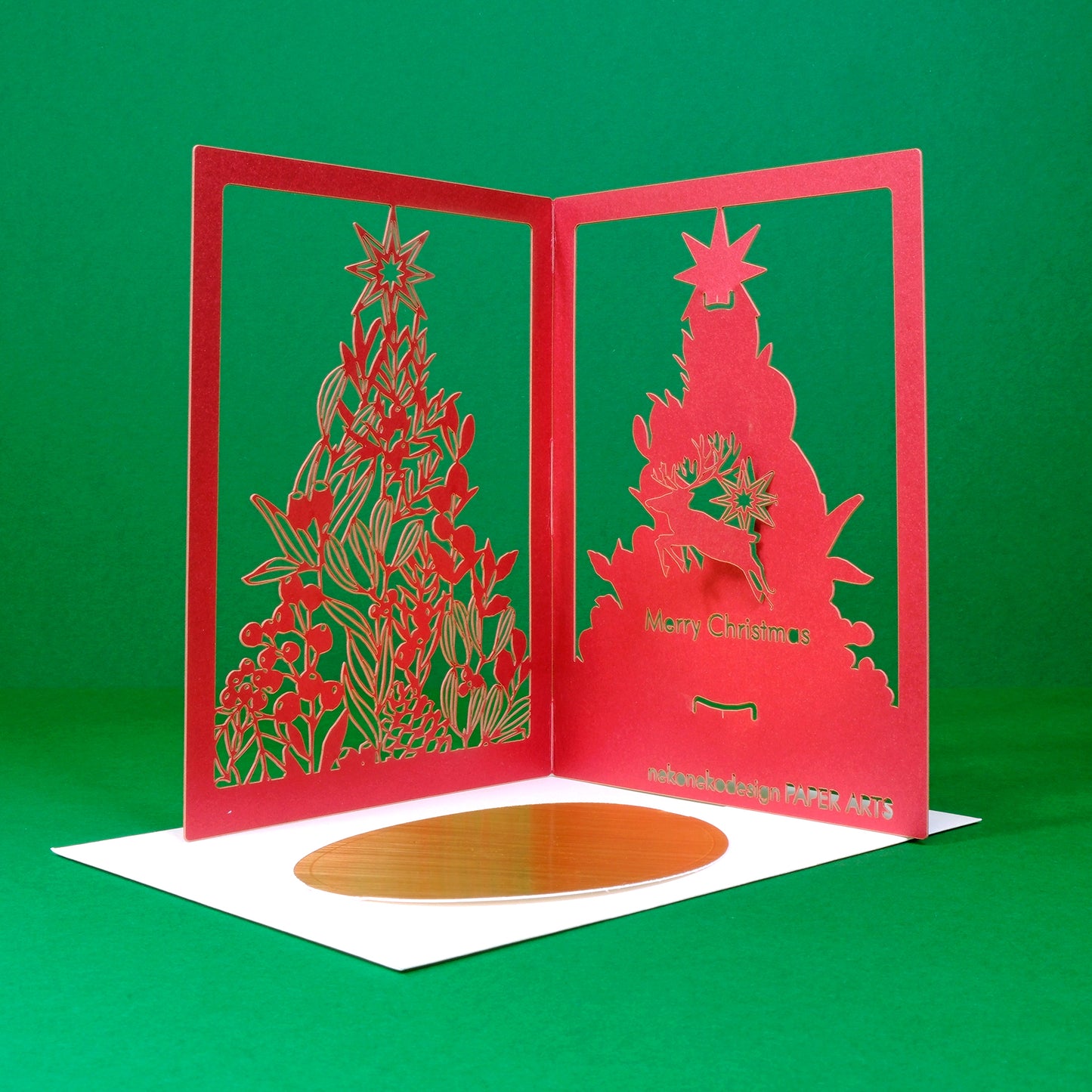 Christmas Card (Tree) Pearl Red